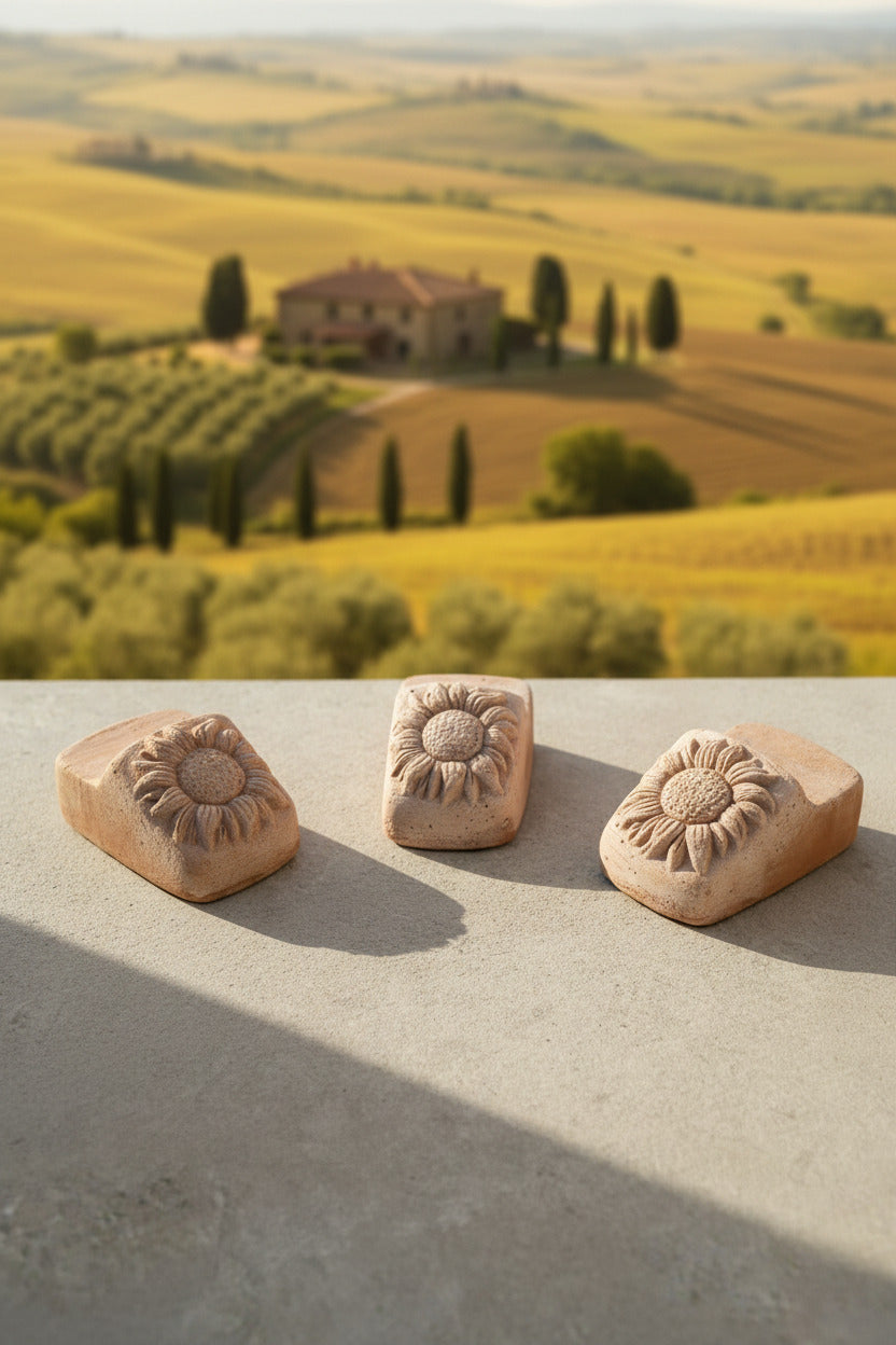 I Piedini Girasole — Handgevormde Terracotta Potvoetjes (Set van 3)